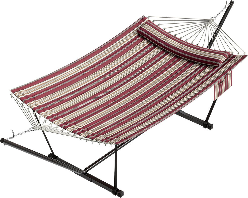 Garvee 2-Person Hammock with Stand for Outside–450lbs, Balance Rope, Pillow