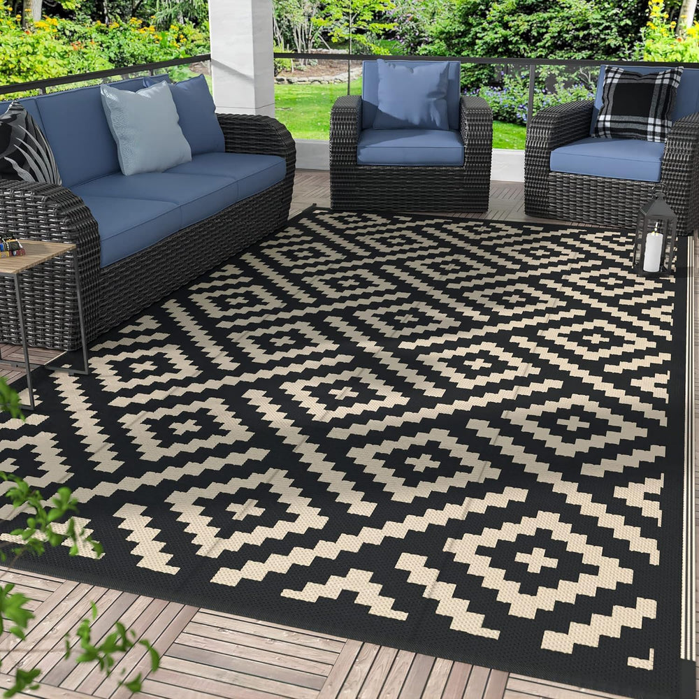 GENIMO Outdoor Rug 4'x6' Waterproof, Reversible Camping Mat, Plastic ...