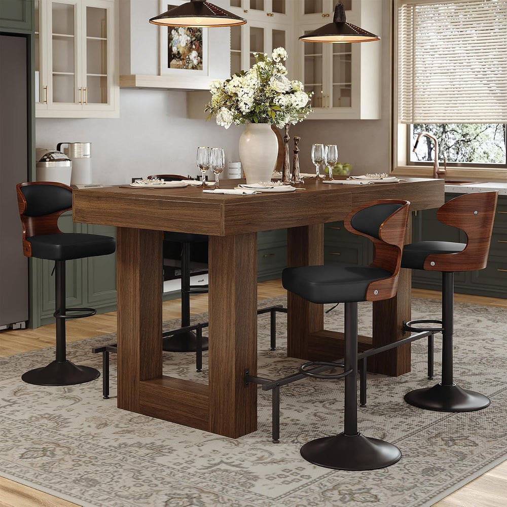 Miereirl 5-Piece Bar Table Set, 63" Counter Height Dining Table with 4 S...