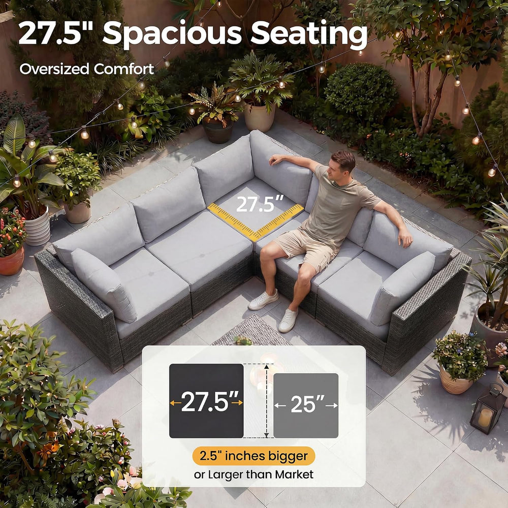 NICESOUL 13 Pcs Patio Set with Fire Pit Table, Modular 10-Seat Wicker Outdoor...