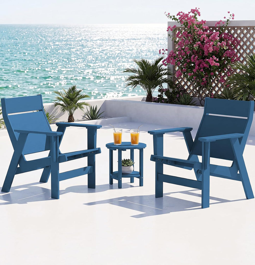 KINGYES Modern Adirondack Chair Set of 6, Slateless Design, Navy