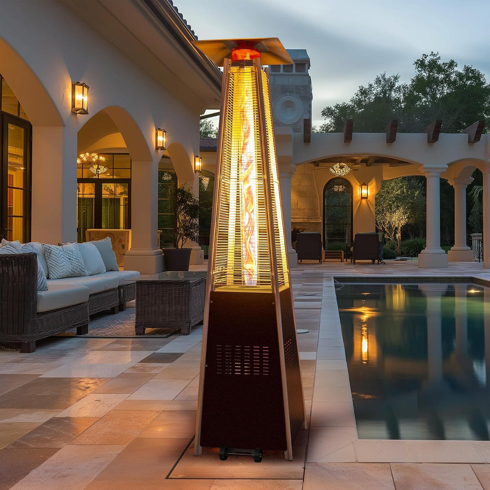 Flame Pyramid Pool Heater, Triple Safety Protection Portable Patio Heater wit...