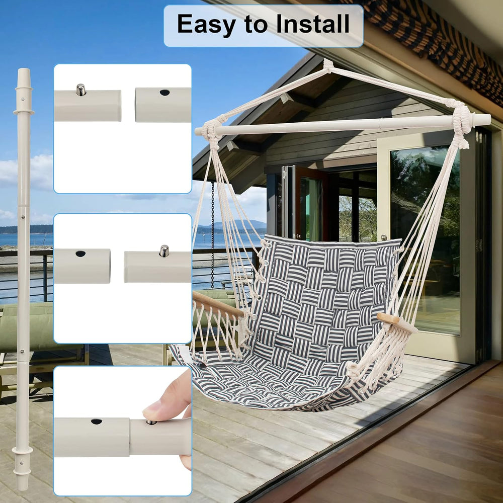 [Upgraded] Hammock Chair Hanging Swing with Wooden Armrests;Steel Spreader Ba...