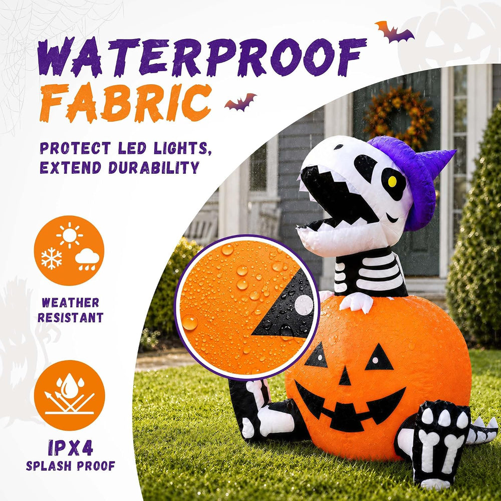 Inflatable Halloween Decoration Outdoor, Blow Up Dinosaur Yard LEDs Decor