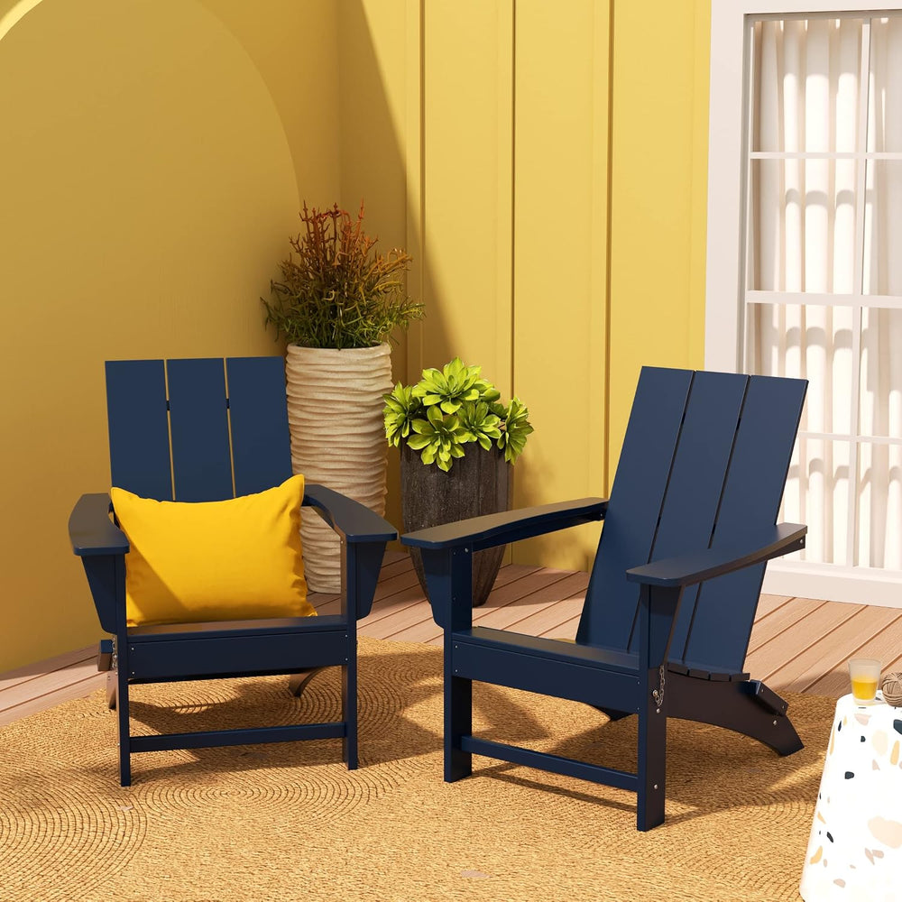 WestinTrends Ashore Modern Outdoor Folding Adirondack Chair (Set of 2), Navy ...