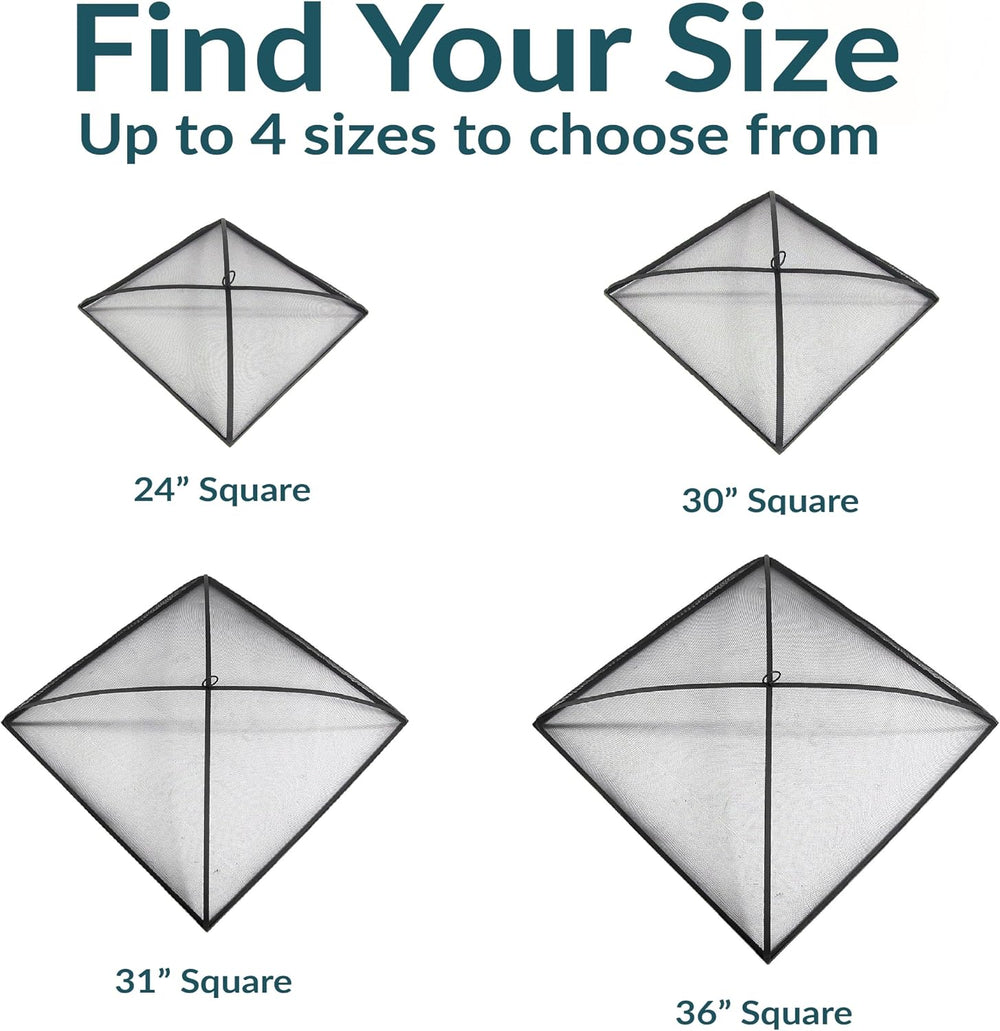 Sunnydaze Heavy Duty Square Fire Pit Screen Cover, Assembly-Free, 30"
