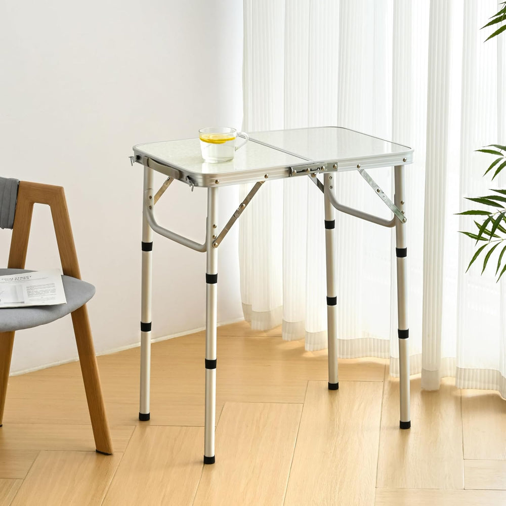 Folding Table Small, 24"Lx 16"W Aluminum Camp Table with Adjustable...