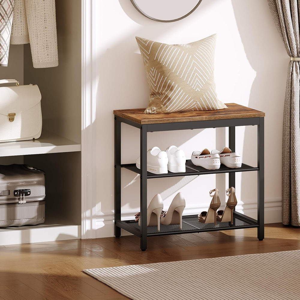 HOOBRO Shoe Bench, 3-Tier Shoe Rack, Industrial Shoe Organizer Storage Bench,...