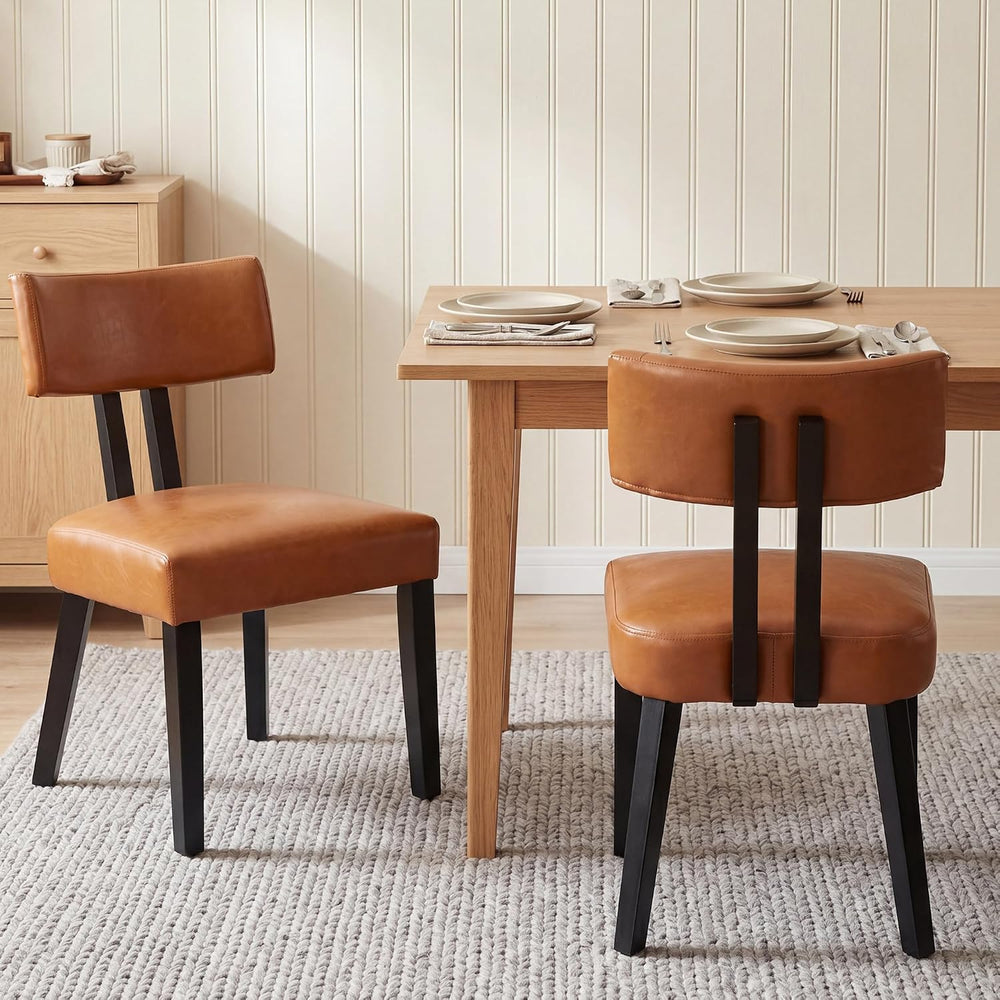 GOTMINSI Mid Century Modern Dining Chairs,PU Leather Farmhouse Upholstered Ki...
