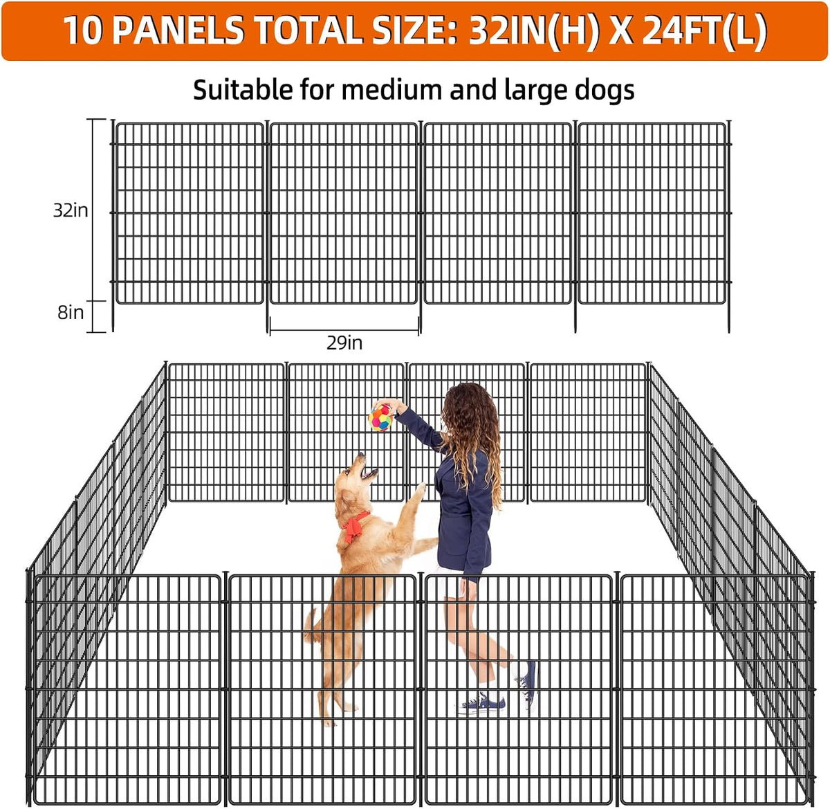 10 panels no dig fence, 32 in(h) x shown in use