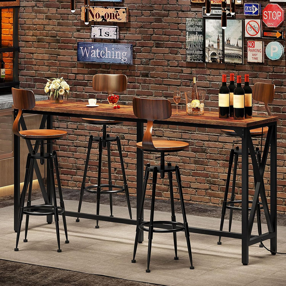 CHOEZON 63'' Bar Table, Kitchen Dining Table with Power Outlet and Fo...