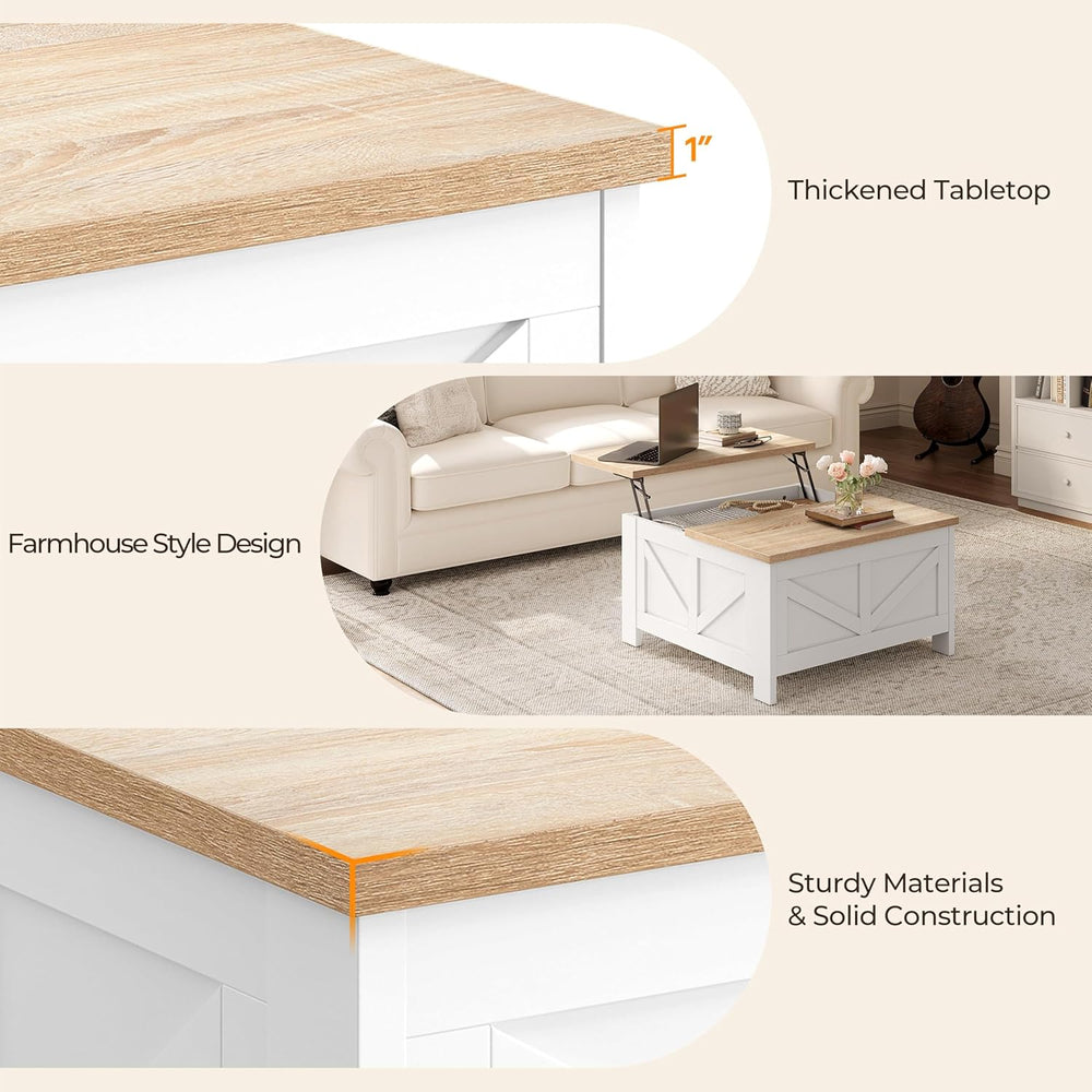 Yaheetech 31.5" Square Lift Top Coffee Table with Storage, White&Lig...