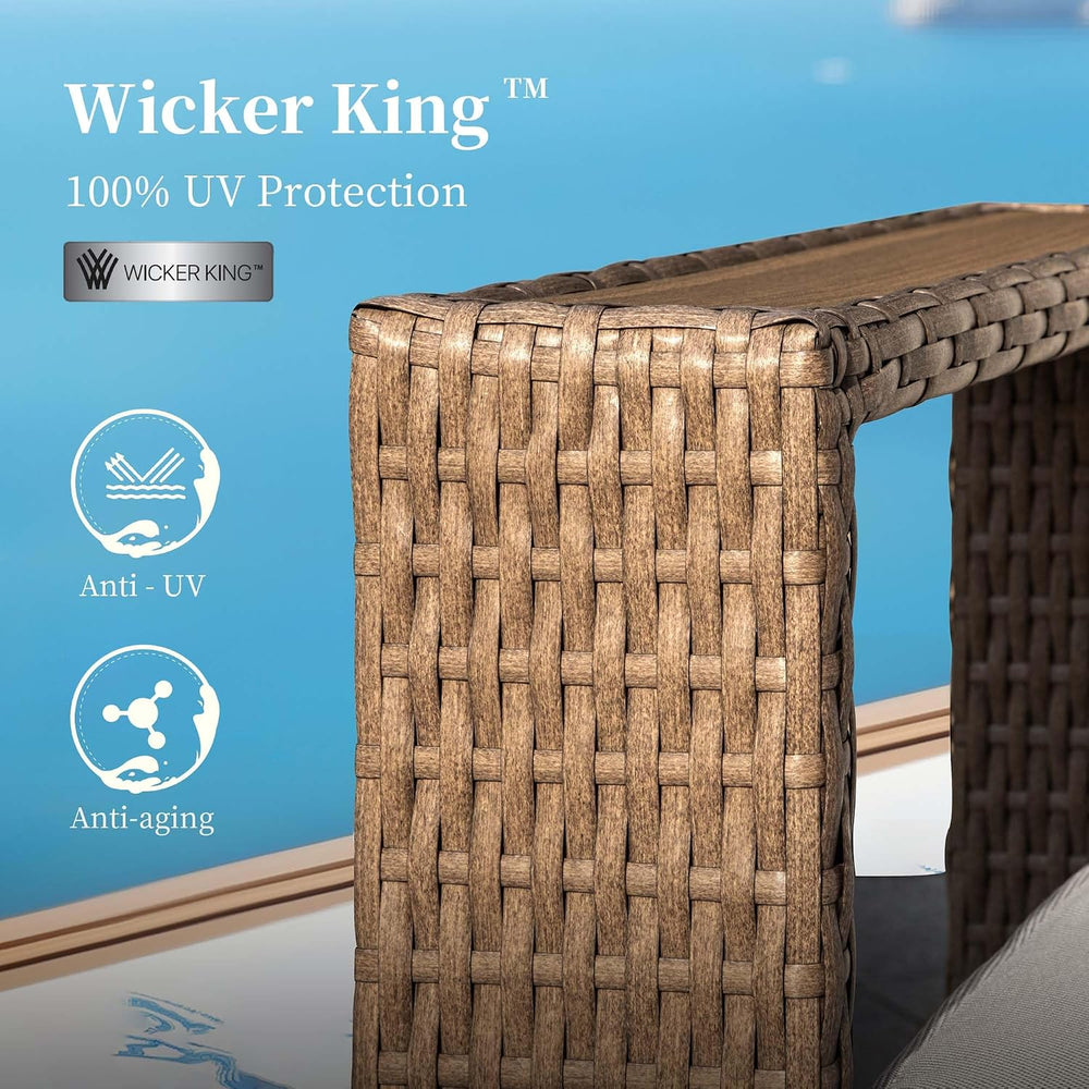 SUNSHINE VALLEY 4pcs Patio Furniture Set, Outdoor Wicker Chairs, Beige