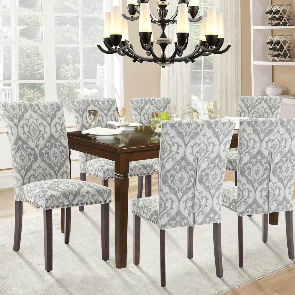 Parsons Dining Chairs Set of 2, Upholstered Nailhead Dining Room Kitchen Side...