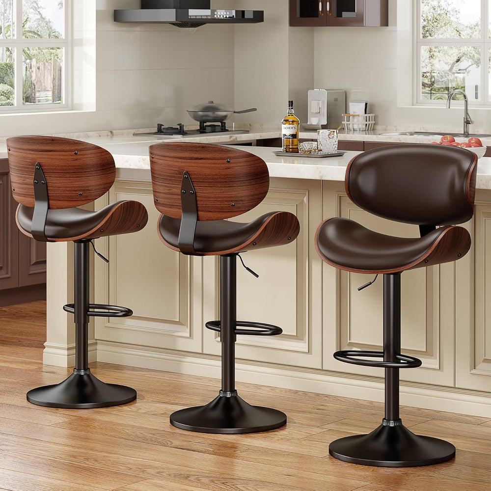 YaFiti Swivel Bar Stools Set of 2, Bar Stools for Kitchen Counter, Brown