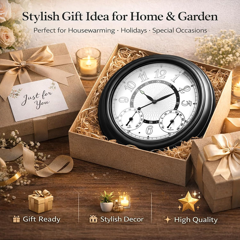 15 Inch Metal Illuminated Outdoor Clocks for Patio Waterproof