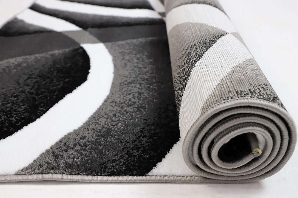 GLORY RUGS Modern Area Rug 4x6 Grey Swirls Carpet Bedroom Living Room Contemp...