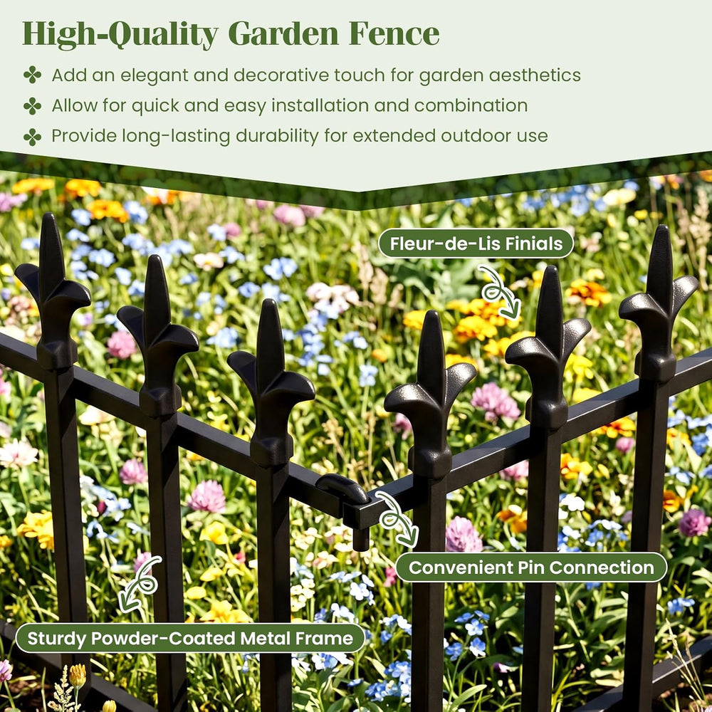 Giantex 5 Panels Decorative Metal Garden Fence, 9 FT No Dig Garden Border Fen...