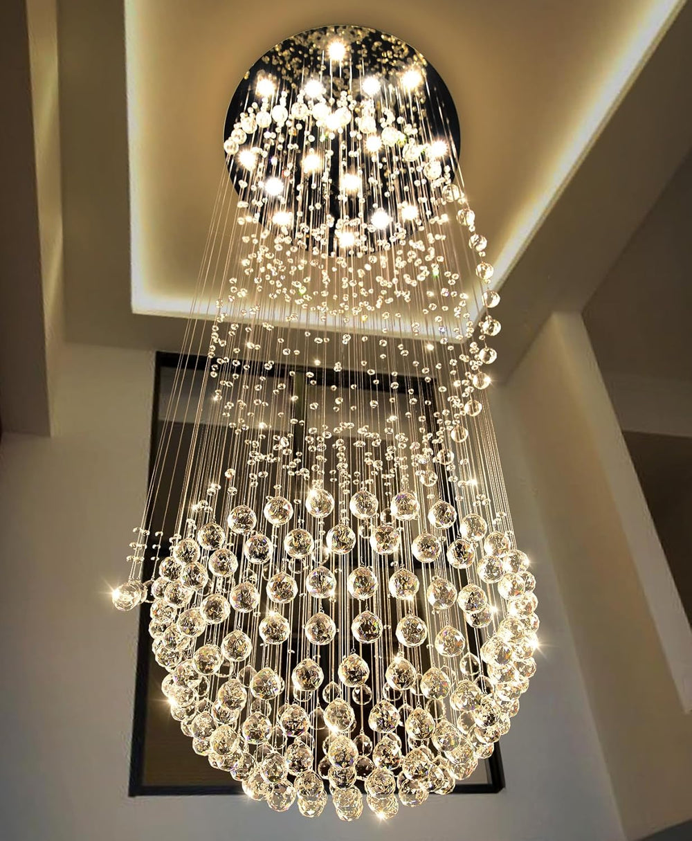 D40'' x H120'' Crystal Chandelier for Entryway High Ceiling C...