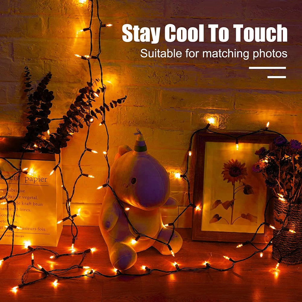 2Pack Orange Outdoor Halloween Lights, 39Feet 100 LED Mini Lights with 8 Ligh...