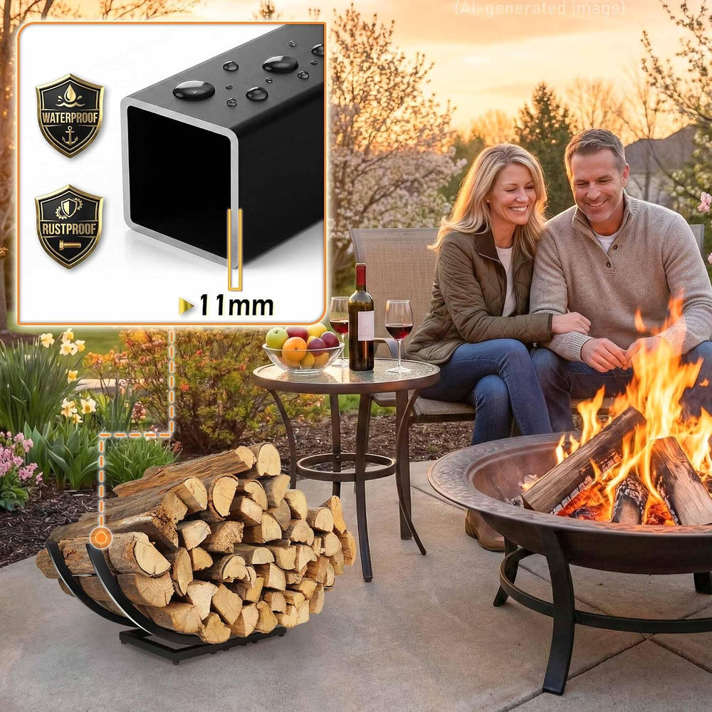 Curved Firewood Rack Firewood Holder: 30 Inch Heavy Duty Firewood Holder