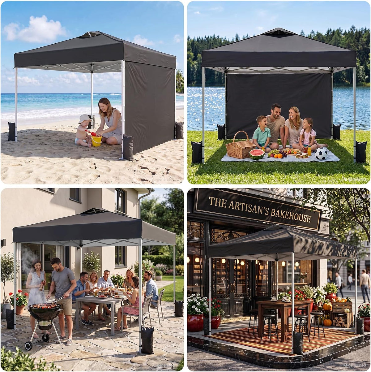 10x10 pop up canopy tent with dual vented, front angle view