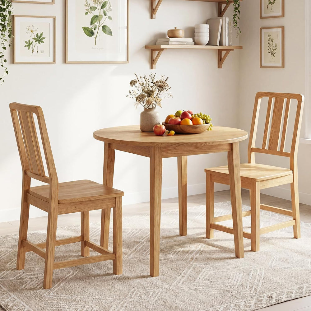 GIANTEX Wood Dining Chairs Set of 2, Natural Wooden Style,Hollowed Backrest