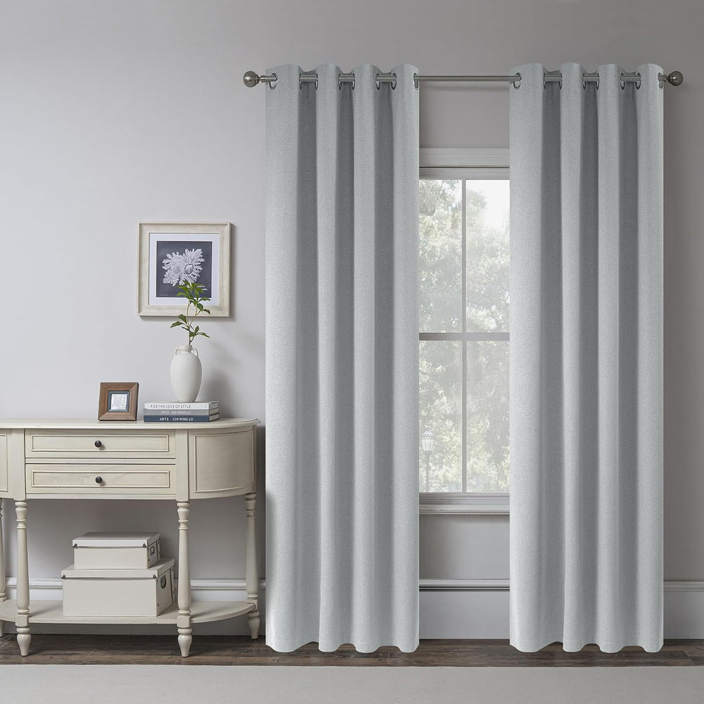 KEQIAOSUOCAI Light Grey 100% Blackout Linen Curtains 80 Inches Long 2 Panels ...