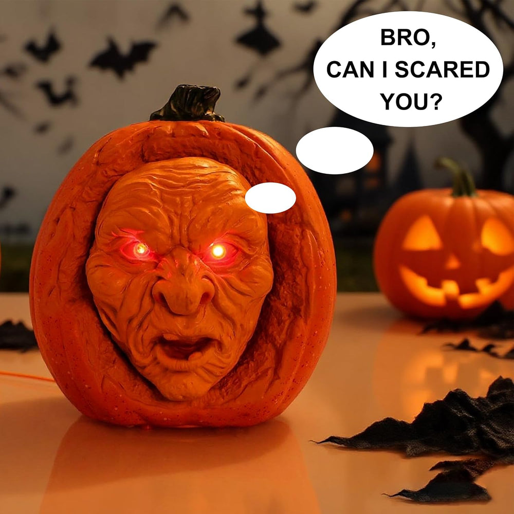 Scary Animated Pumpkin Decor for Halloween Haunted House‌ (Orange)