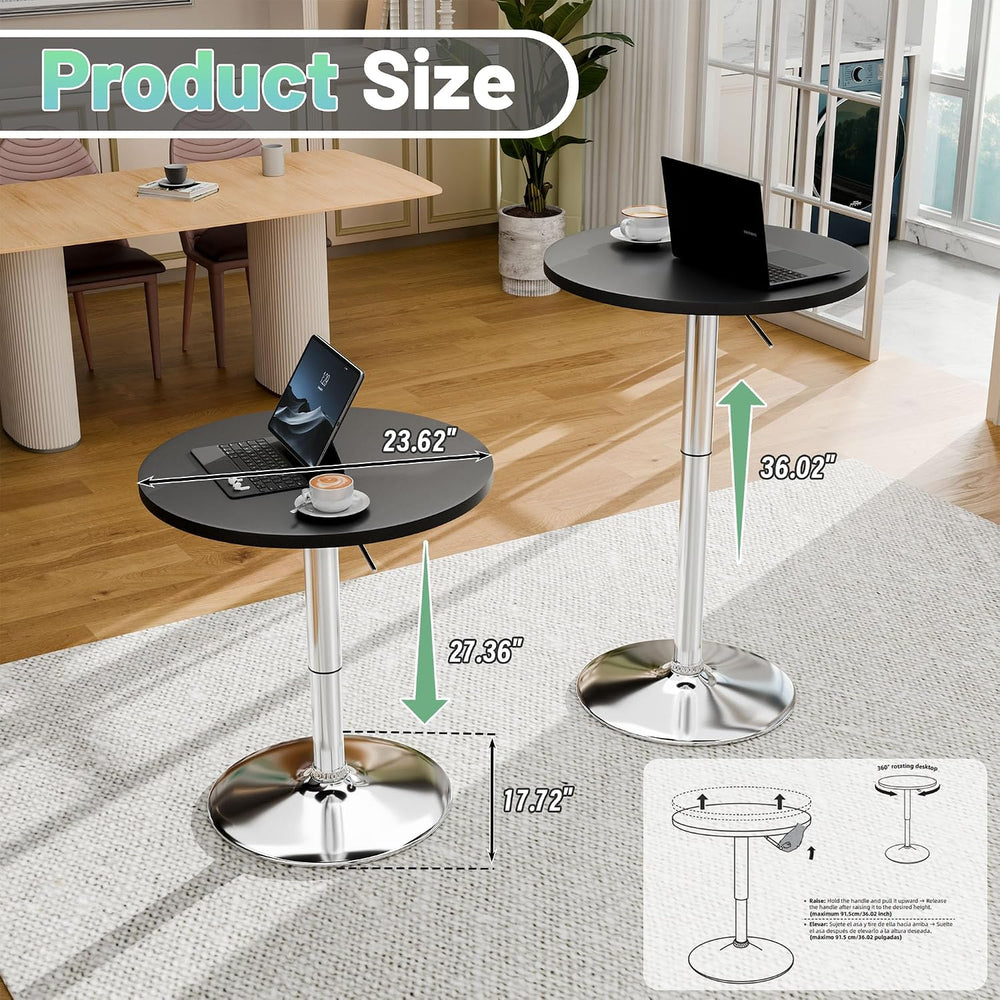 Furmax Bistro Pub Table Height Adjustable Round Bar Table 27.4-36 Inches, 360...