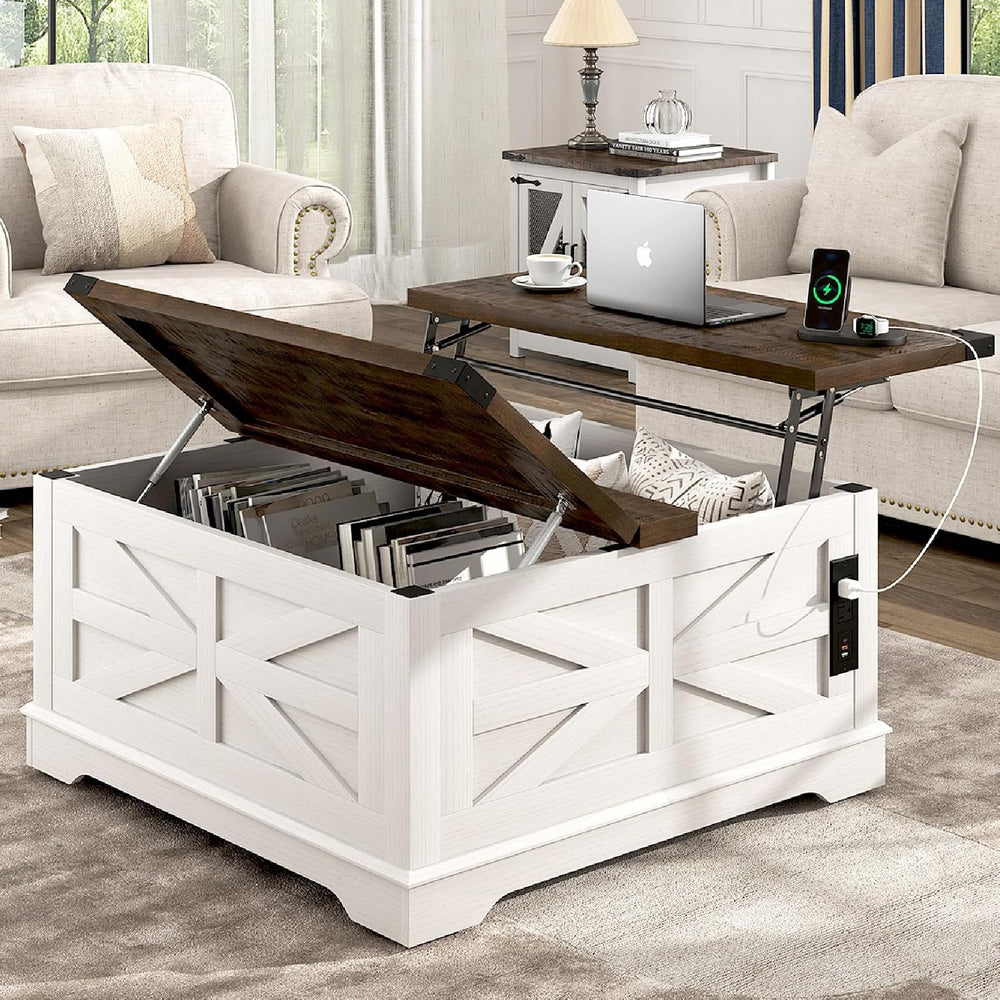 Hlivelood 36" Farmhouse Movable Lift Top Coffee Table with Storage and P...