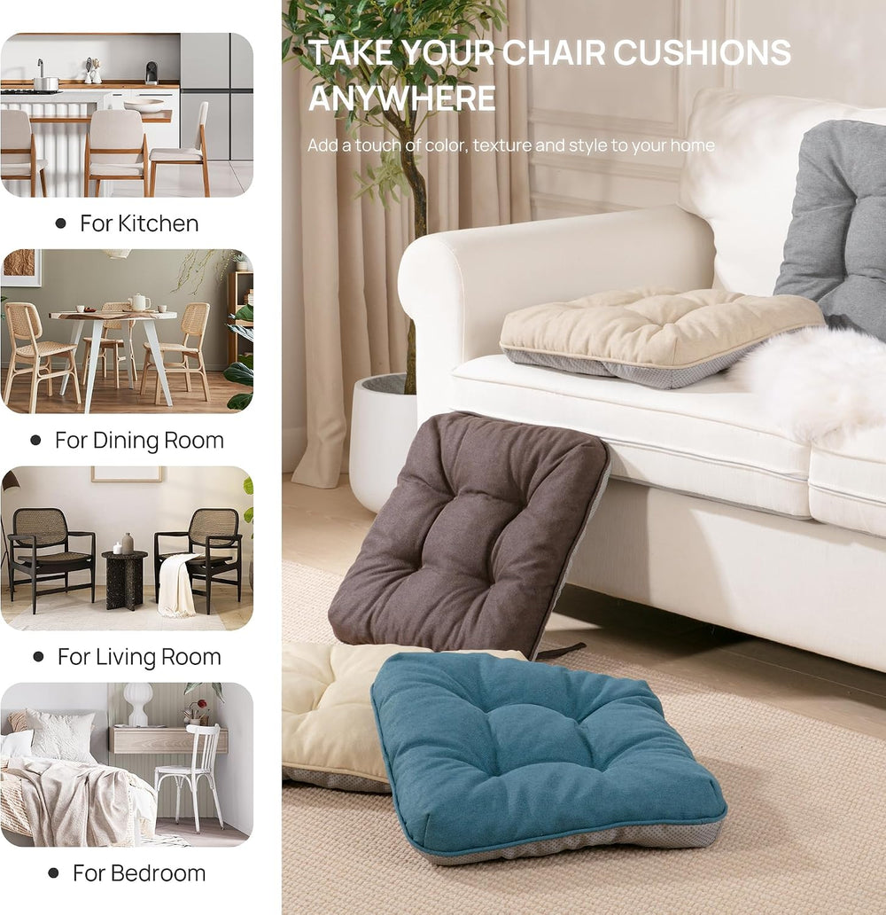 Love's cabin Memory Foam Chair Cushions Set of 4, 15.5 Inch, Beige