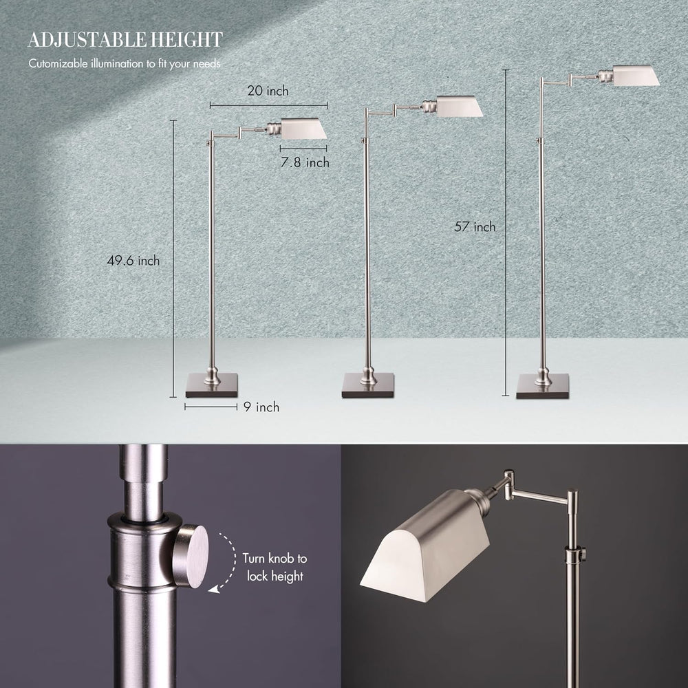 O’Bright Arcadia - Pharmacy Floor Lamp, Full Range Dimming, Swing Arm Task La...