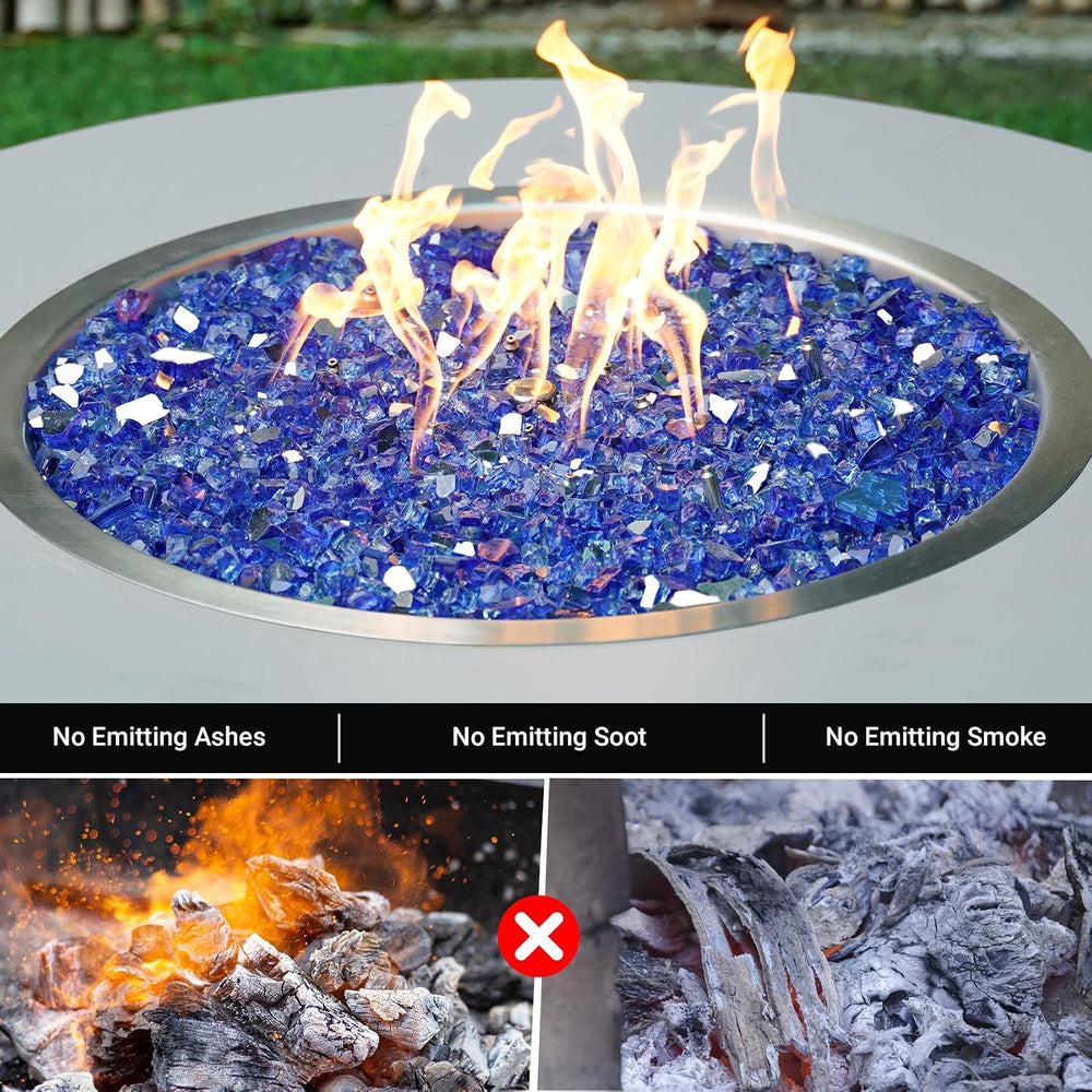 Skyflame 15LB Fire Glass for Propane Fire Pit, 1/2 Inch Cobalt Blue