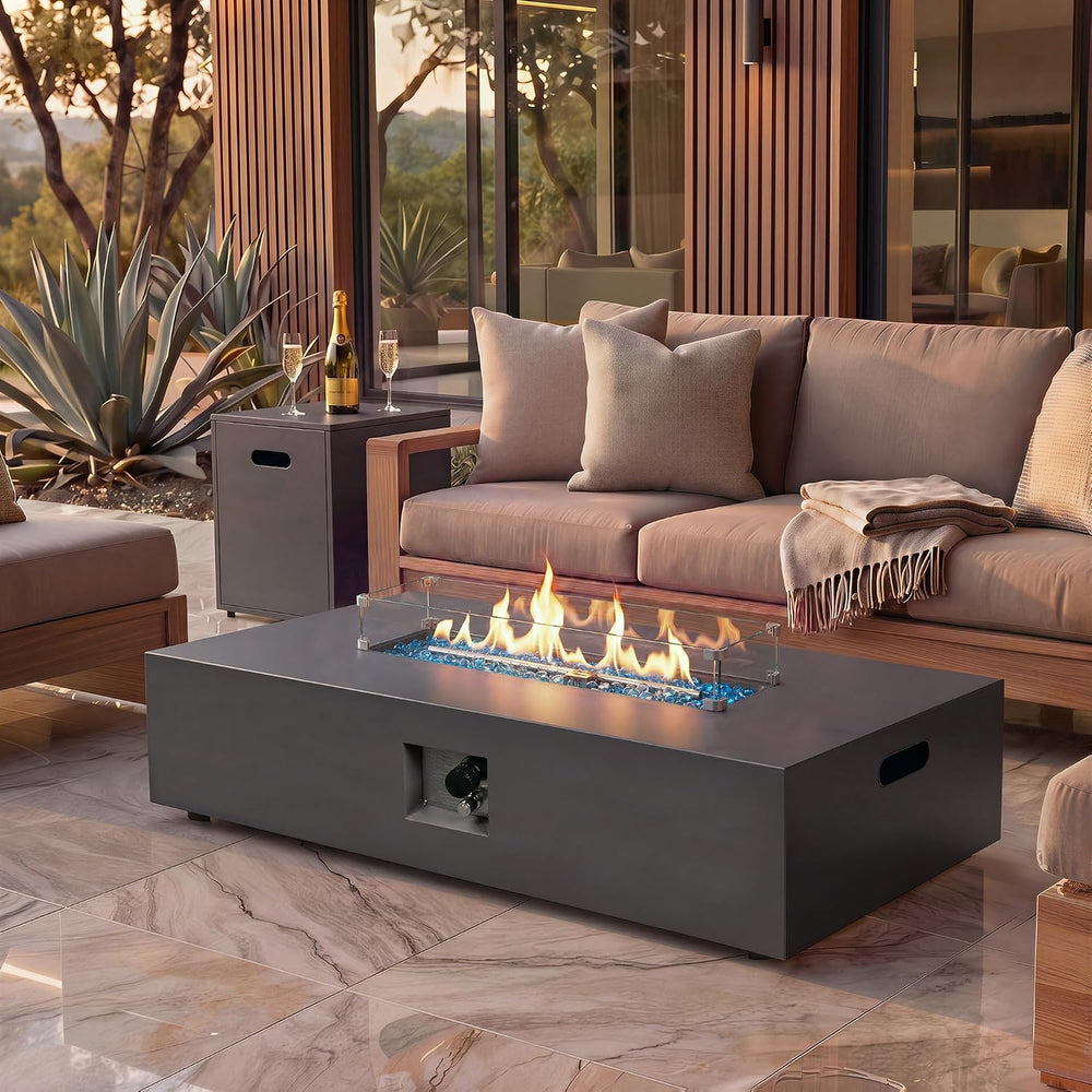 UPHA 56-inch Outdoor Propane Gas Fire Pit Table, Grey