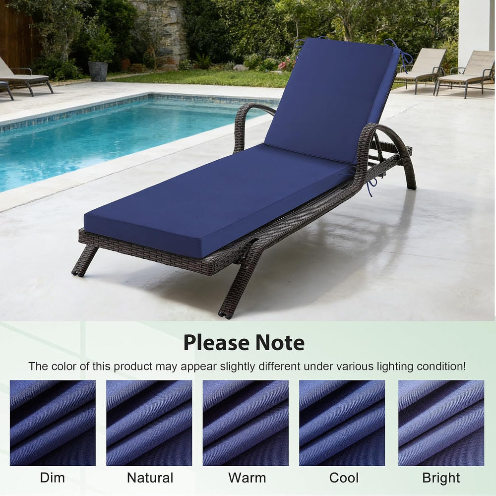 2 Pcs Chaise Lounge Cushions Outdoor, 72x 21x 3 Inch Waterproof & Fade-Re...