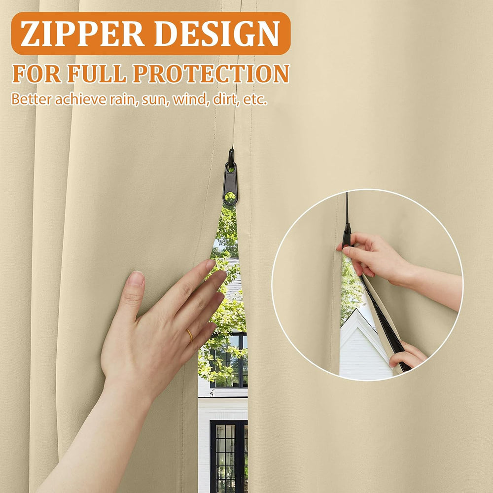 Arfntevss Outdoor Curtains for Patio Waterproof 2 Panels Blackout Curtains 84...