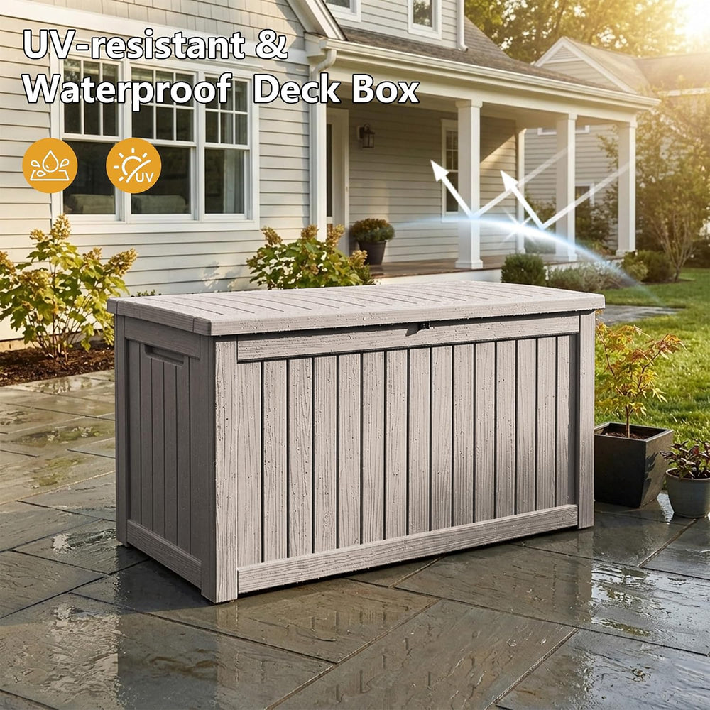 280 Gallon Outdoor Storage Box Waterproof Lockable Resin Deck Box Large, Pati...