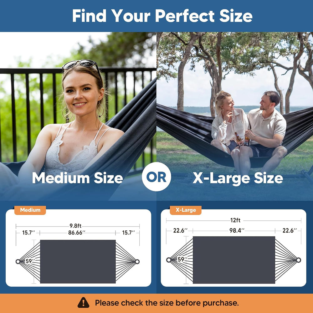 SUNCREAT Extra Large 2 Person Hammock for Camping, Dark Gray