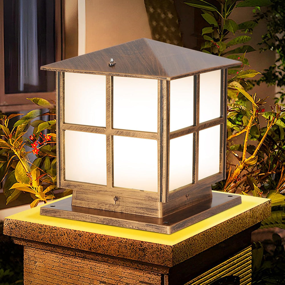 Outdoor Post Light,9.84In Hardwired Column Pillar Light Anti-rust Lamp Post