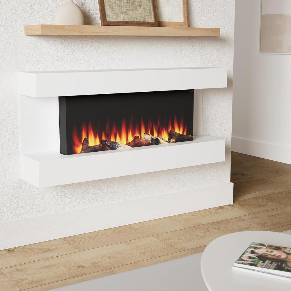 SimpliFire Format 36-Inch Wall Mount Electric Fireplace with 50-Inch Floating...