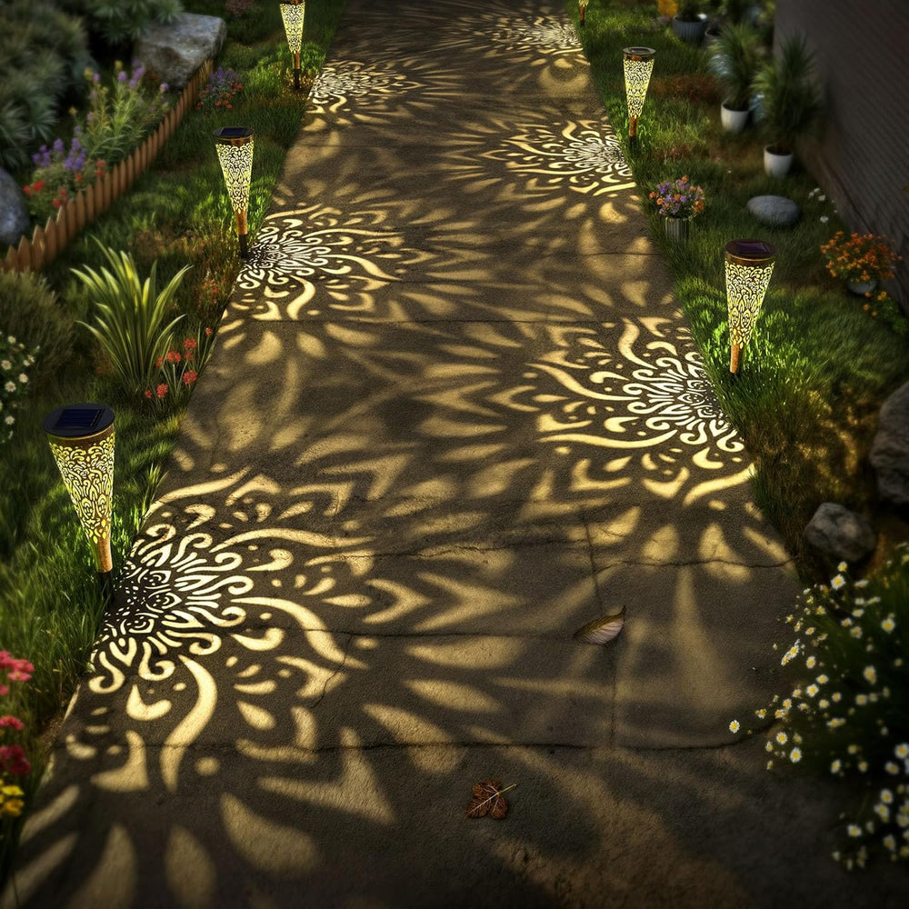 6 Pack Solar Lights Outdoor Garden Decorative Mandala Solar Garden Lights wit...
