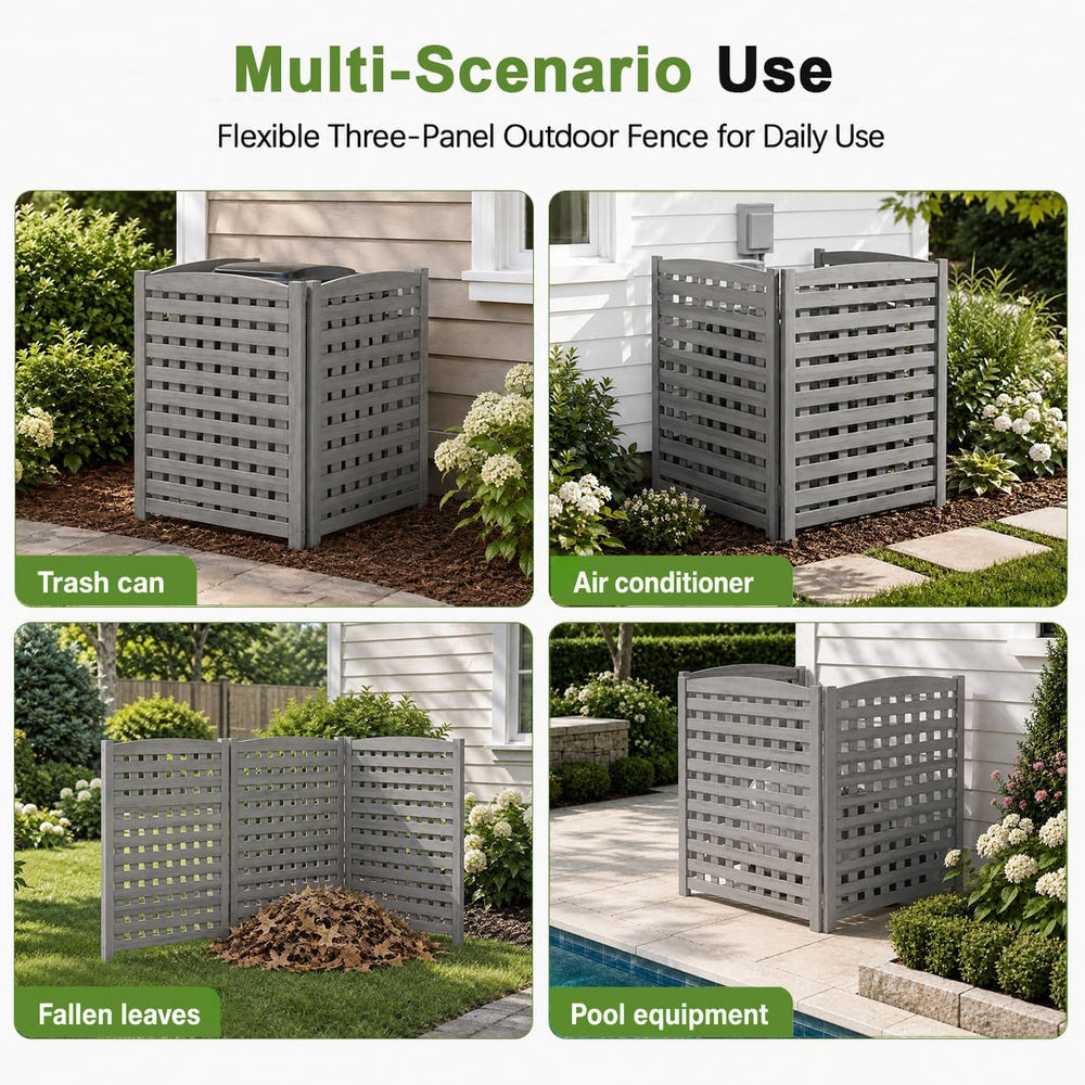 32" W x 38" H Air Conditioner Fence, 3 Panel Trash Can Fence Screen...