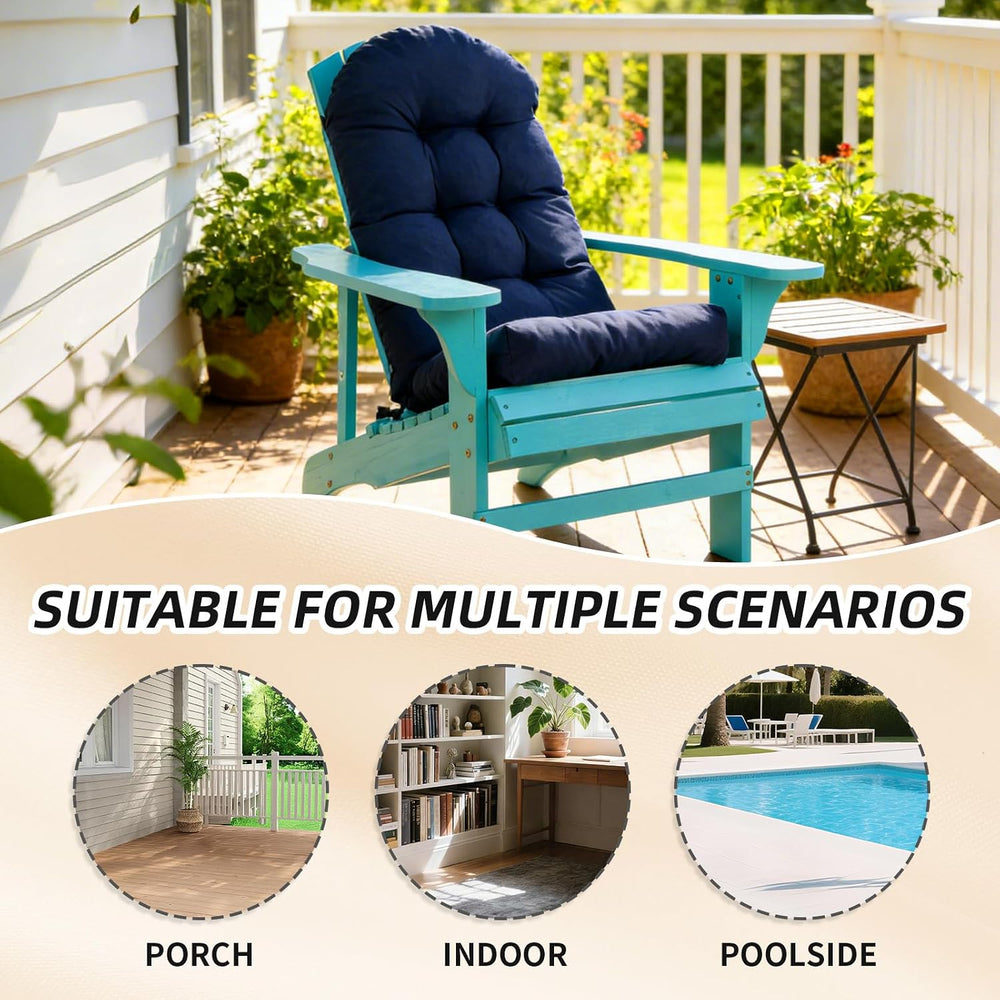 Outdoor Adirondack Chair Cushions Set of 2, Non-Slip Waterproof High Back Tuf...