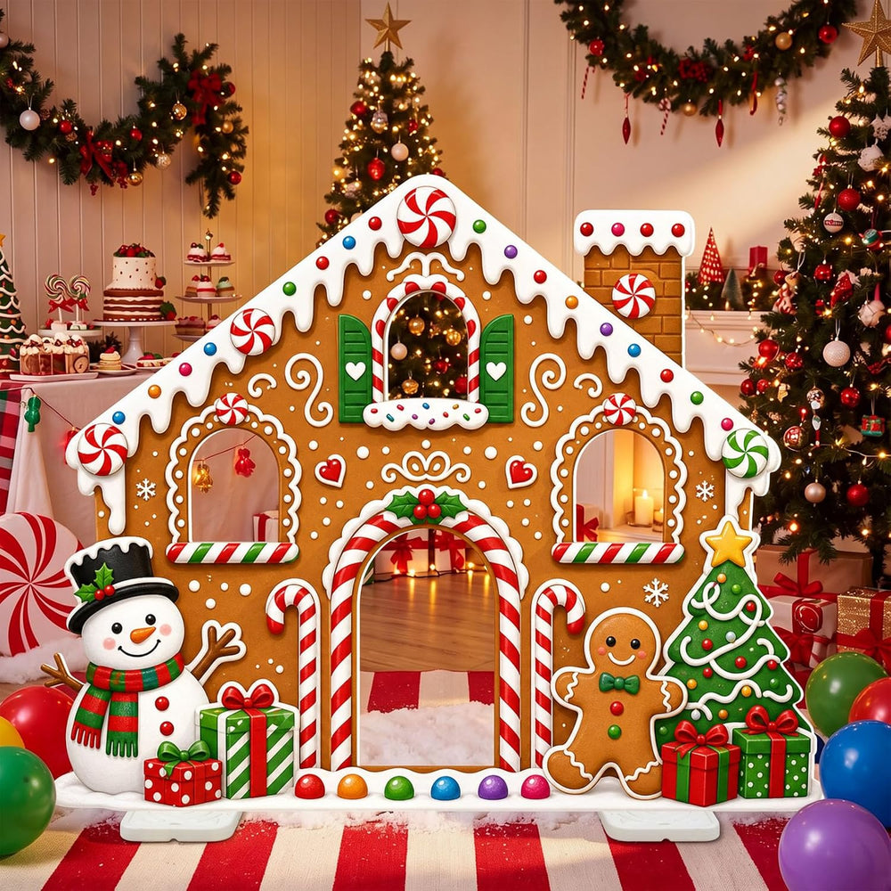 Qunclay 4.4 ft Christmas Gingerbread House Cardboard Cutout with Base