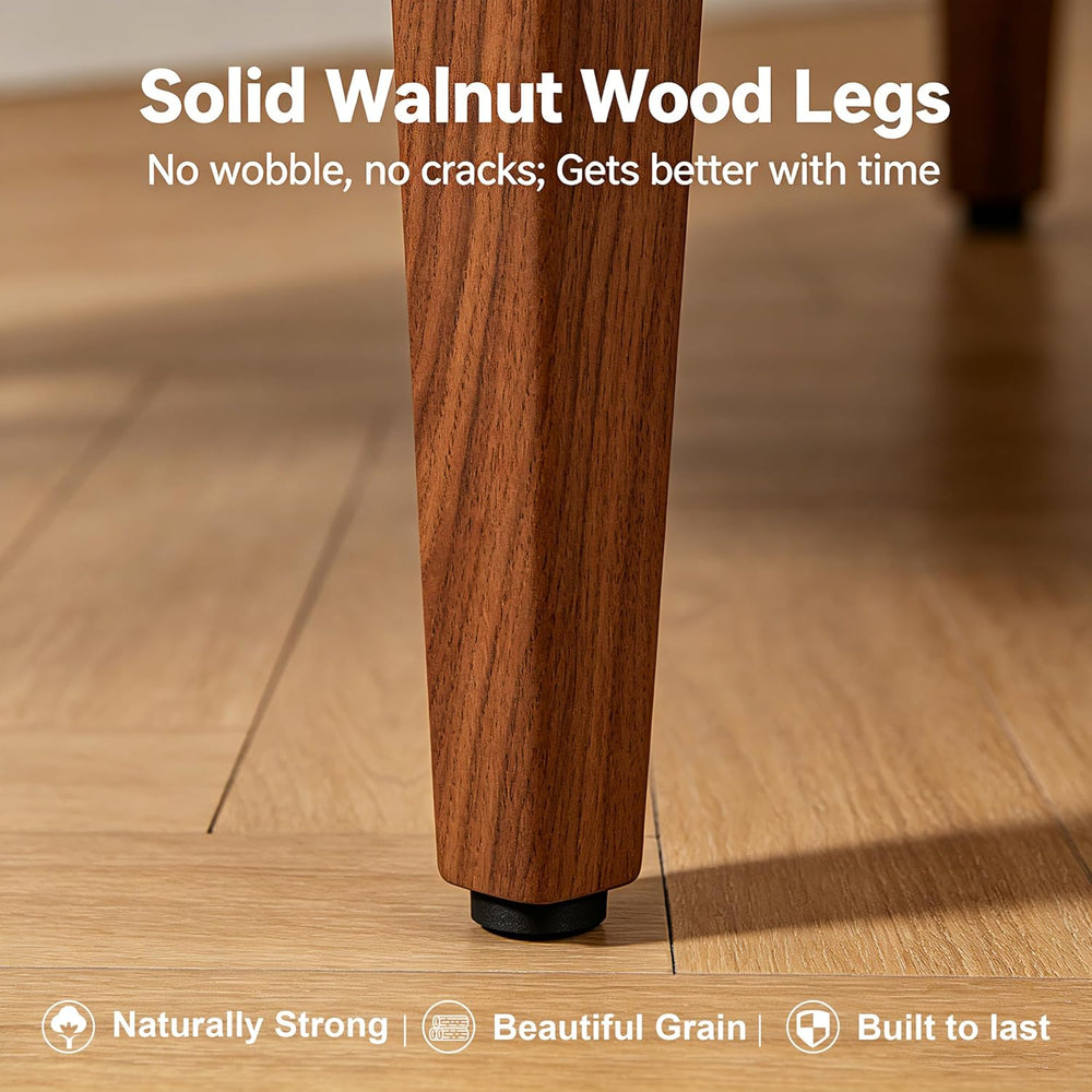 Wooden Dining Chairs Set of 4, Upholstered Kitchen Chairs with Walnut Wood Le...