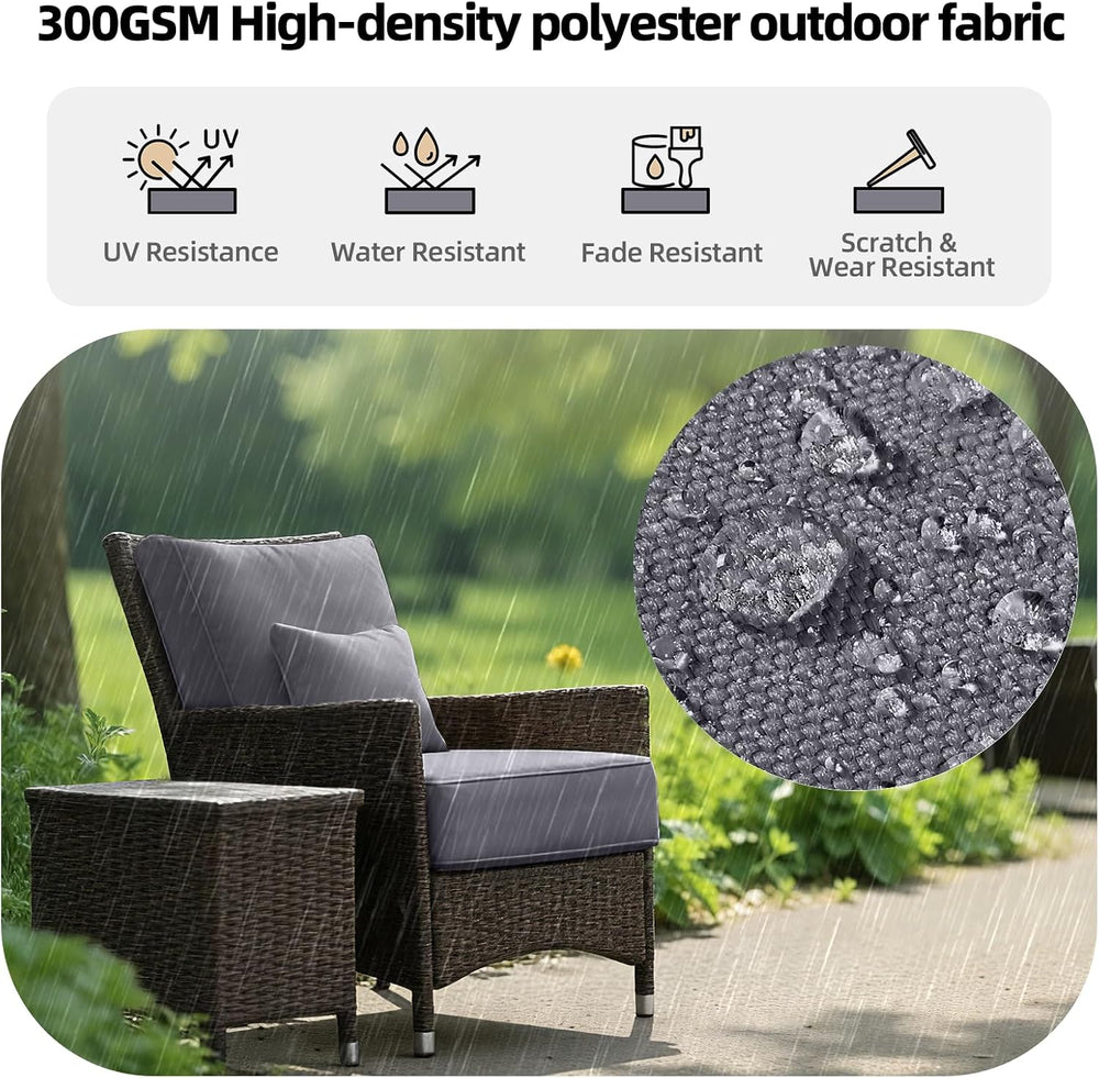 Durable Outdoor Furniture Cushions Set of 2, 24x24x6 Inch, Gray