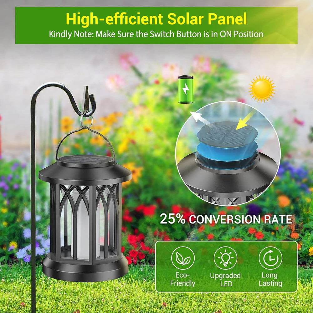 KOOPER 4 Pack Solar Lantern Outdoor Lights, Upgraded Flickering Flame Solar L...