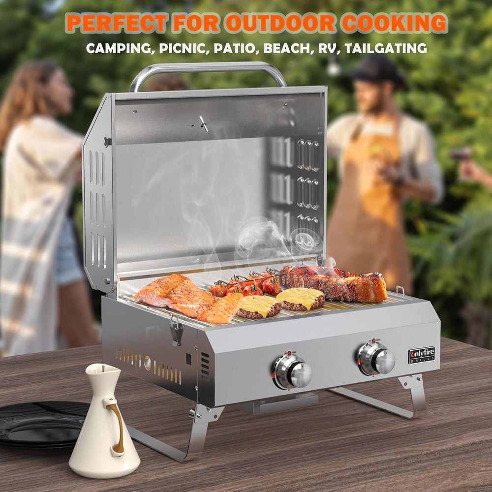 ONLYFIRE GRILLS Tabletop Gas Grill 2 Burners, Portable BBQ Grill, GS322