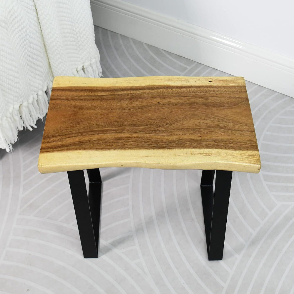Natural Wood Bench 20"x13"x18"H Rectangle Solid Wooden Entrywa...